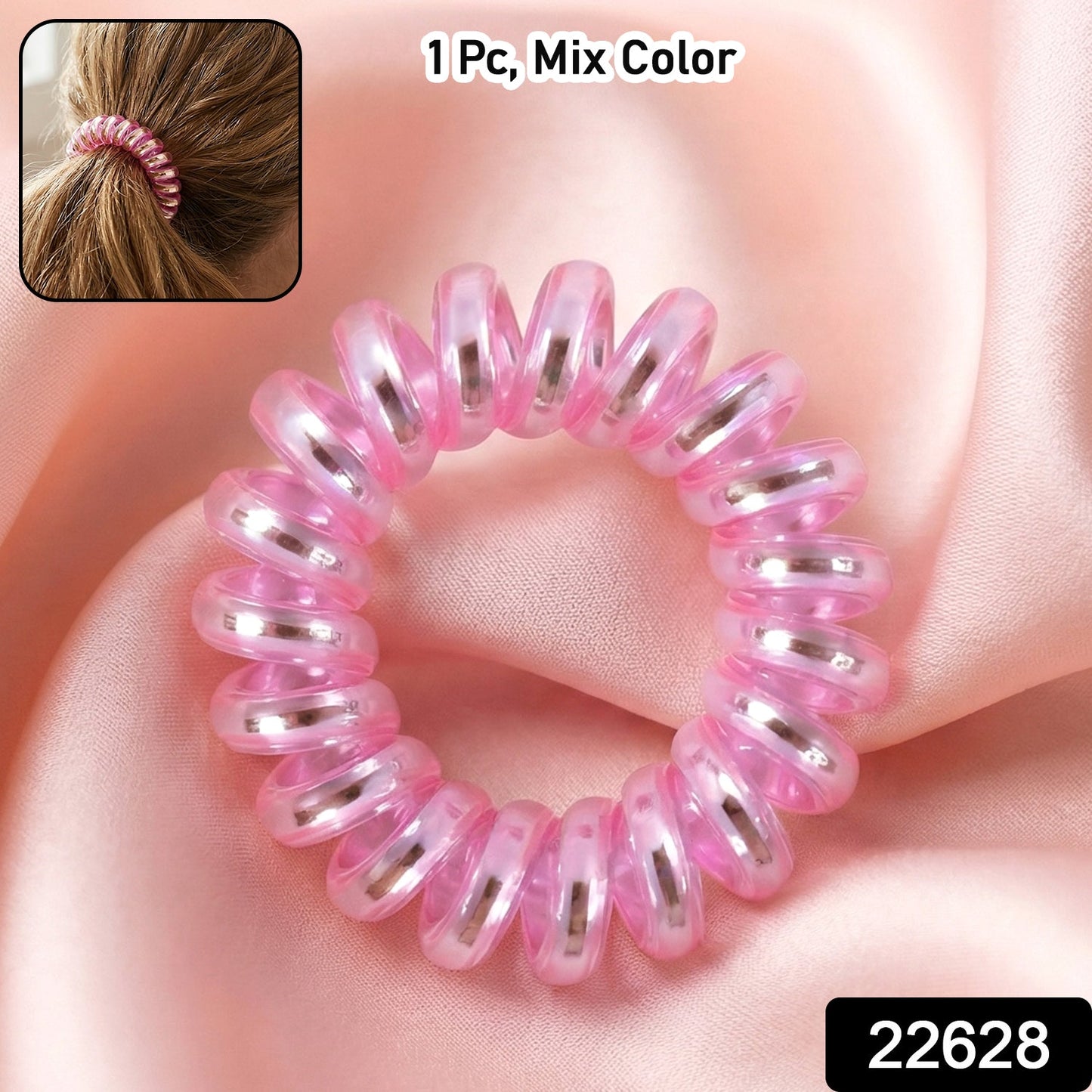Colorful telephone wire style hair ties for secure ponytails