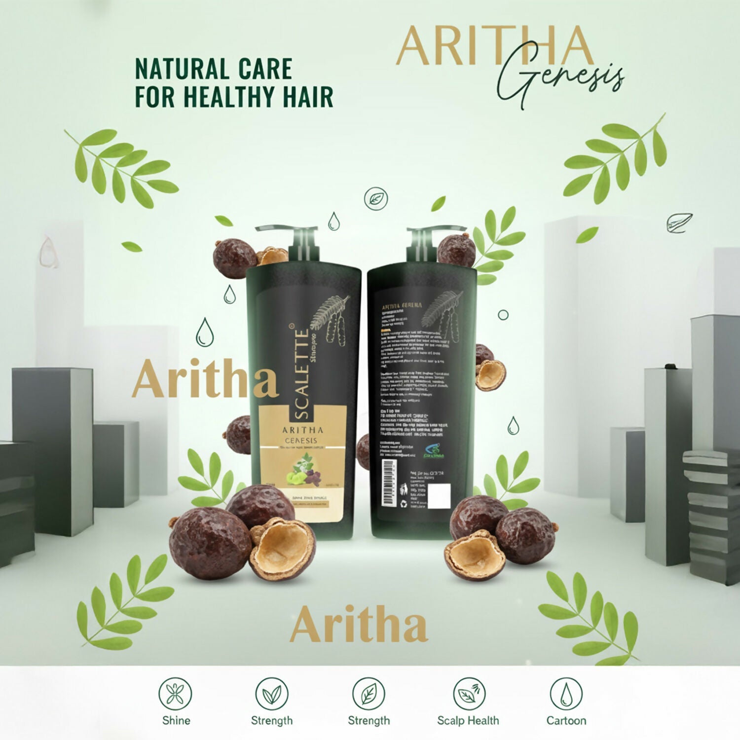 Scalette Aritha Genesis Shampoo With Conditioner In 1, for Natural Care, Shine & Healthy-Looking Hair