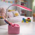 Pink LED Desk Lamp with Pen Holder and Phone holder for Study Table and Kids Room Decor