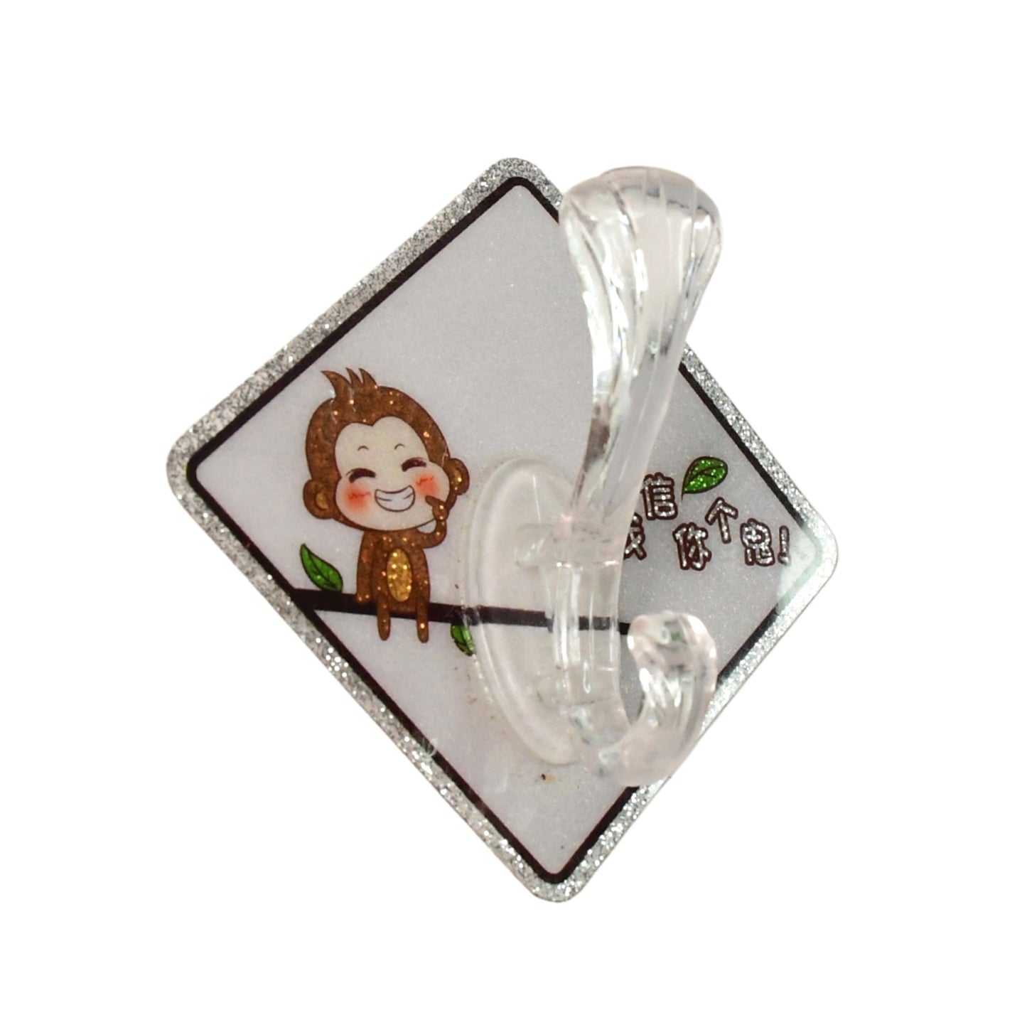 Reusable transparent adhesive hook with cute cartoon print