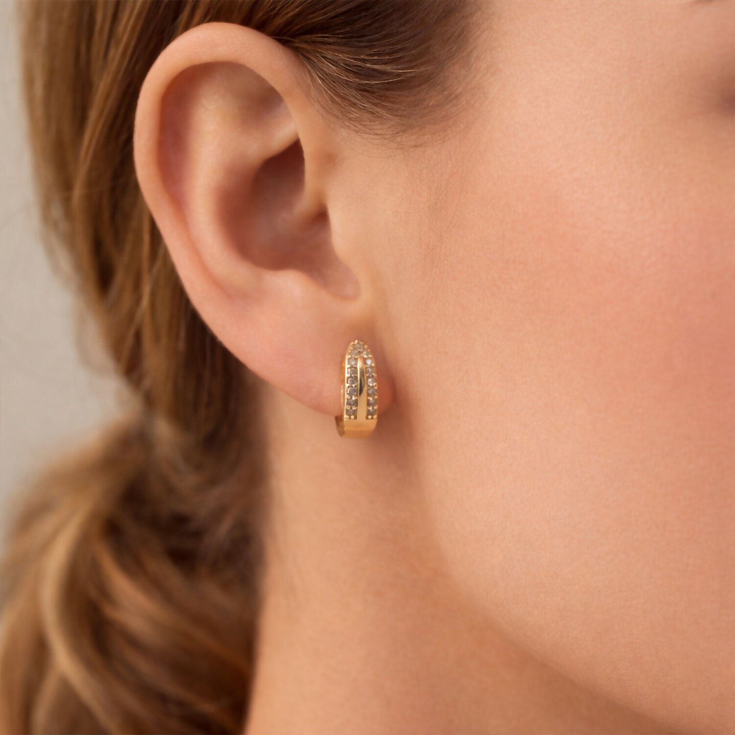 Gold Finish Sparkle Hoop Earrings for Daily and Party Wear