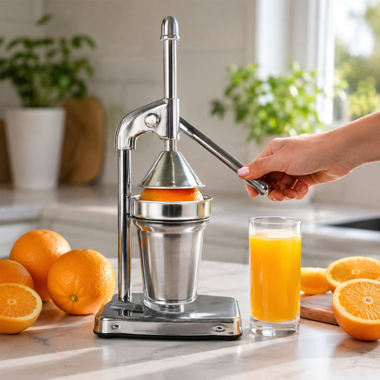 Heavy duty manual citrus juicer with ergonomic handle