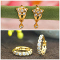 Gold Plated Flower AD Drop Huggie Earrings kan ki bali for women and girls combo pack of 2
