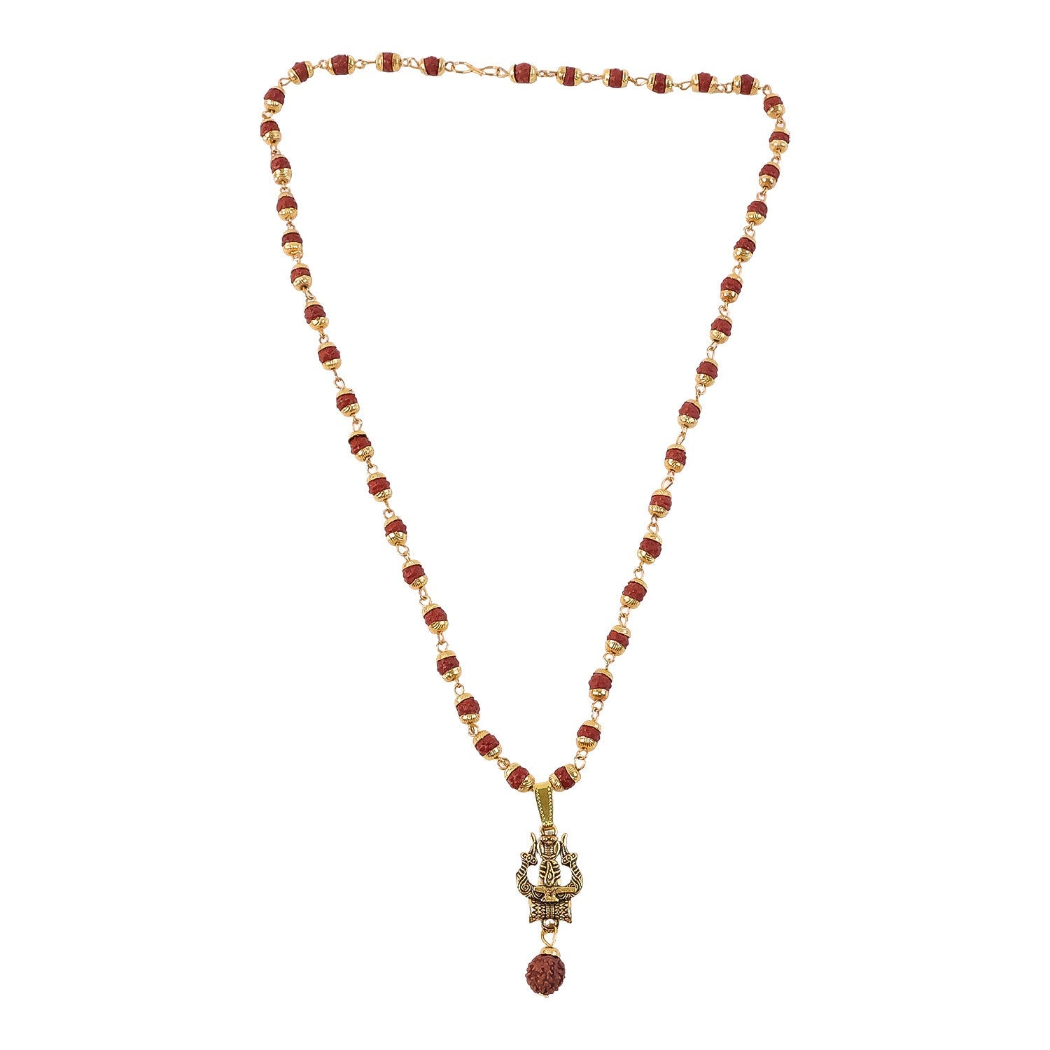 Trishul Shivling Gold Pendant & Rudraksha Mala