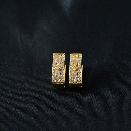 Gold Plated Cubic Zirconia Stud Earrings for Women