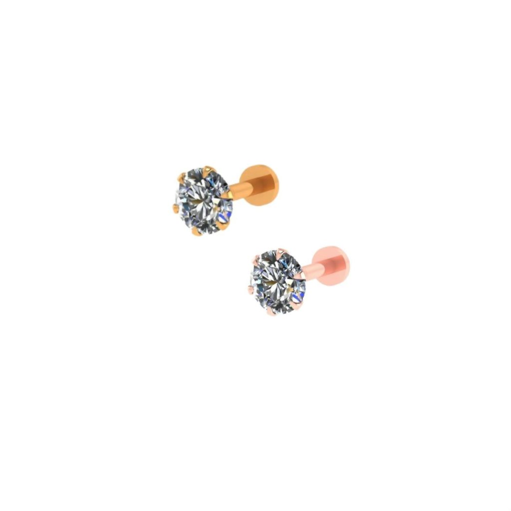 Gold & rose plated Nosepin stud Flat Back Stud for women and girls Combo Pack of 2