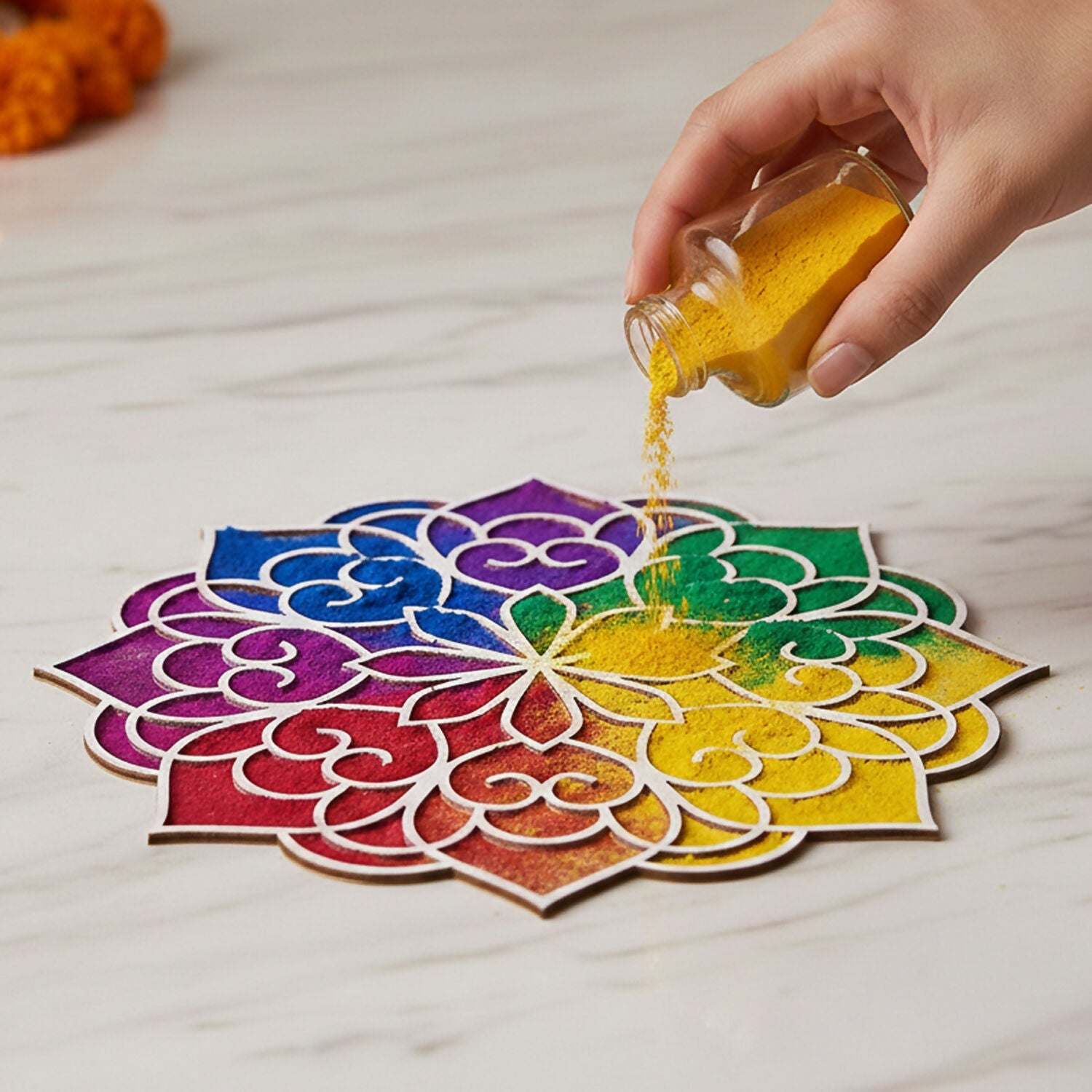 Rangoli Stencil | 16 Inch | Mandala Design for Diwali and Festivals