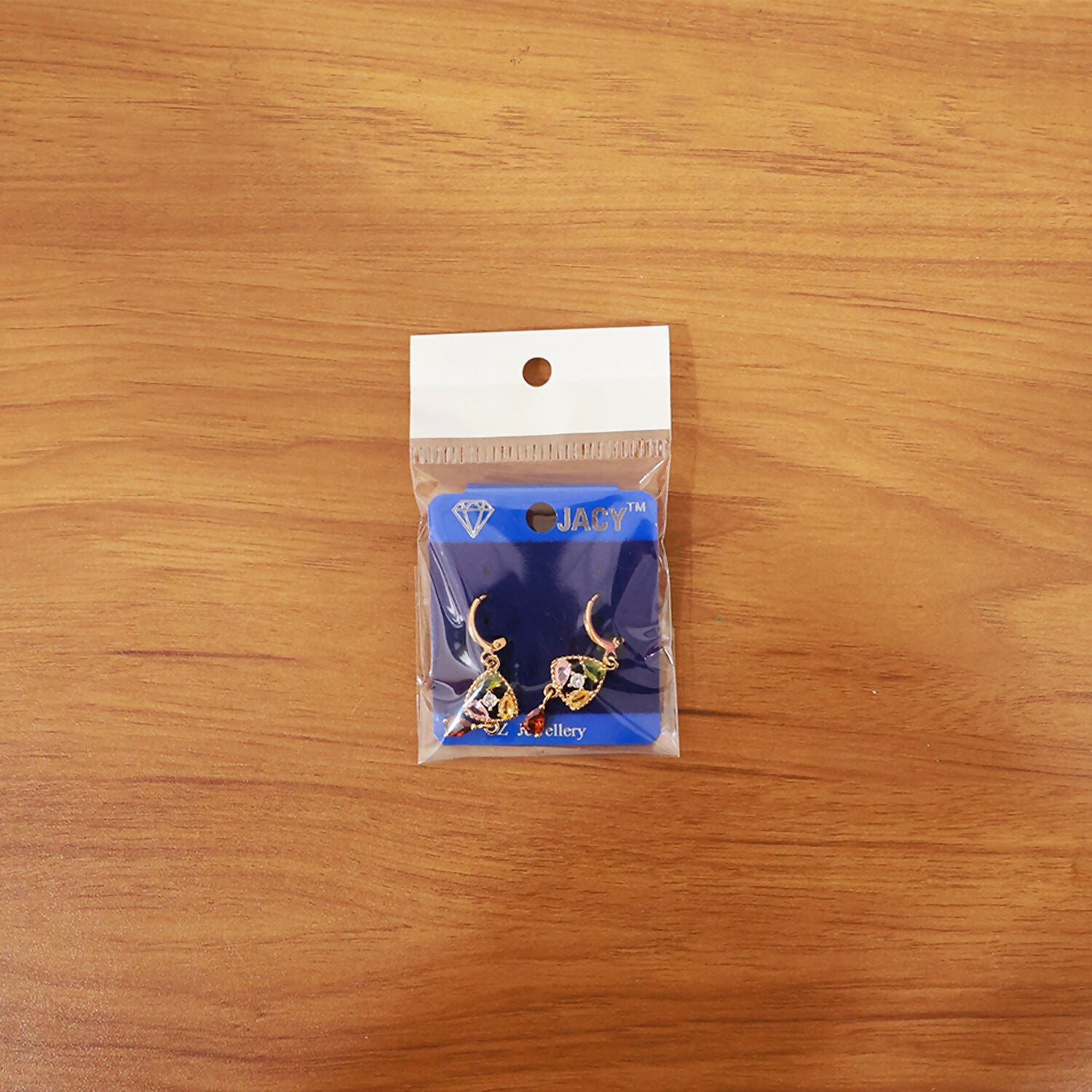 Gold-Tone Multicolor Stone Drop Earrings with Hoop Lock for Women & Girl