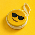 Emoji Print Round Coin Pouch with Zipper & Wrist Strap for Kids and Adults(DESIGN MAY VARY)