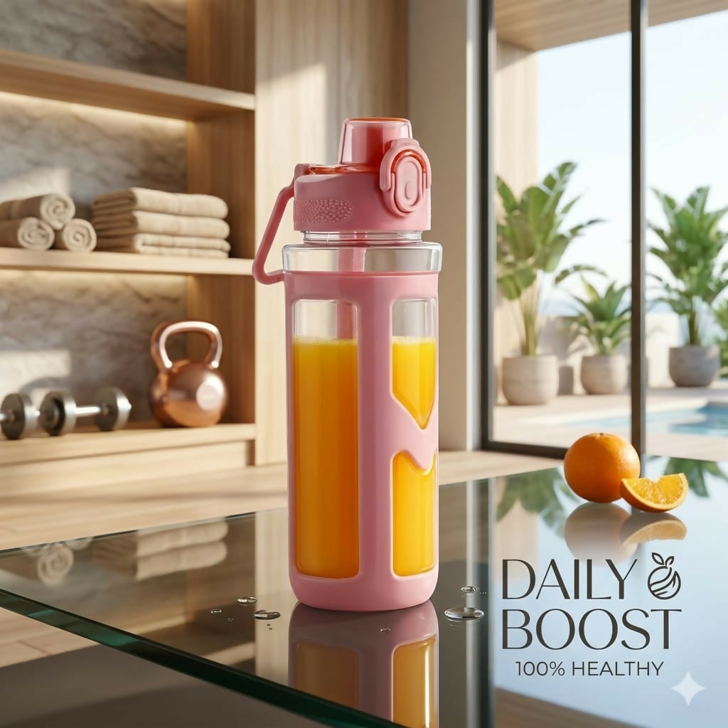 BPA-free sports water bottle with protective grip sleeve for active lifestyles
