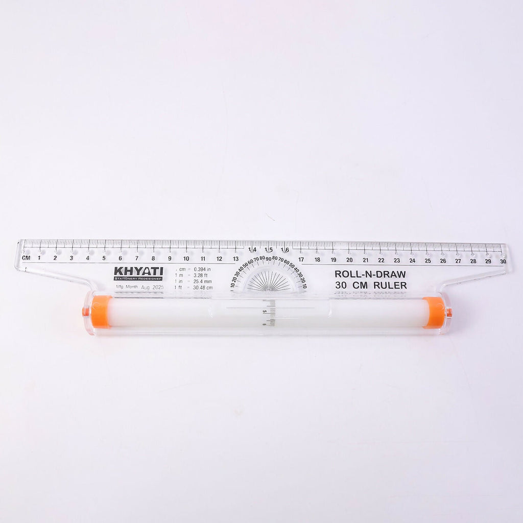 Roll-N-Draw Precision Ruler with Rolling Guide for Drawing & Drafting (30Cm)