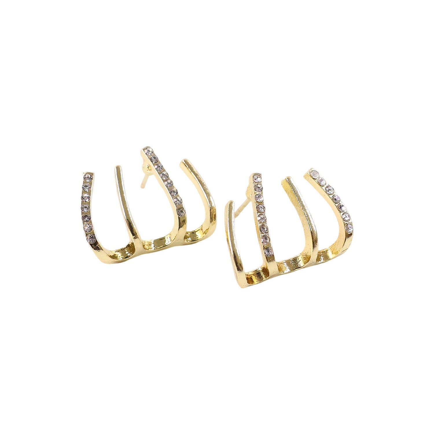 Gold Finish Multi Loop Stone Studded Designer Earrings for Women