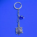 Turtle Evil Eye Keychain with Blue Stones for Car Keys, Bags & Gifting