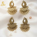 Royal Peacock Antique Gold Earrings Combo – 2 Pairs