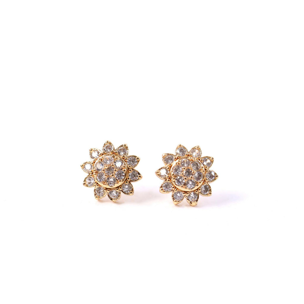 Elegant Floral CZ Stud Earrings with Gold Tone Finish for Daily & Party Wear Women