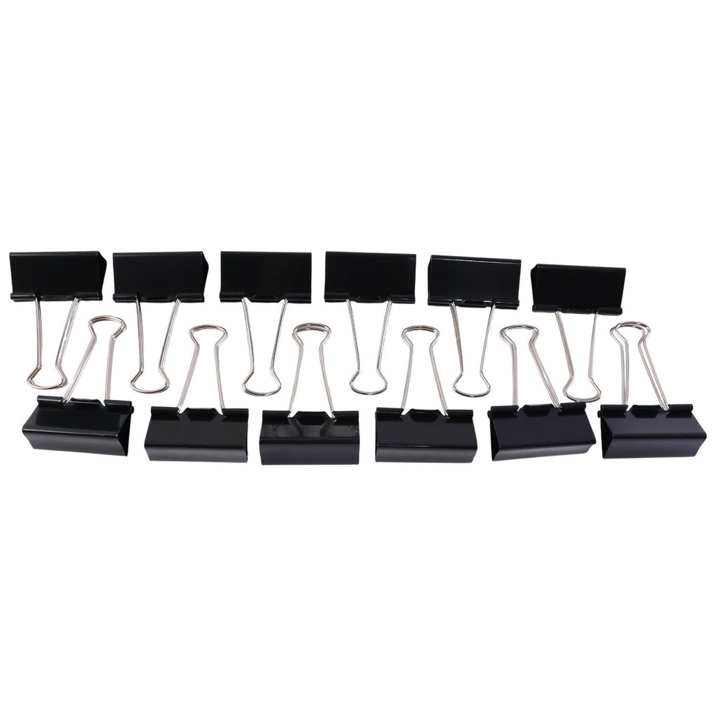 Premium Black Binder Clips Set with Strong Grip for Office, School & Home Use (19mm/12pcs)