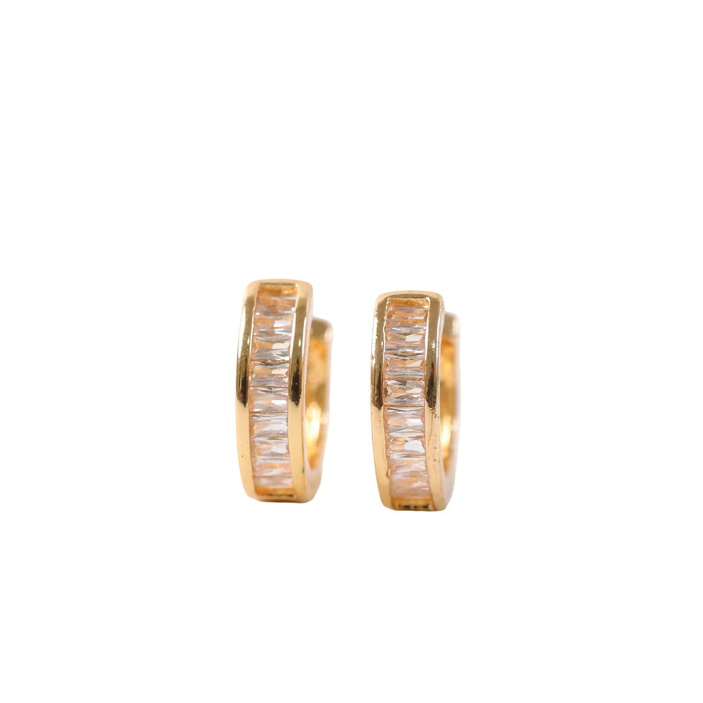 Golden Crystal Studded Hoop Earrings for Daily & Party Wear