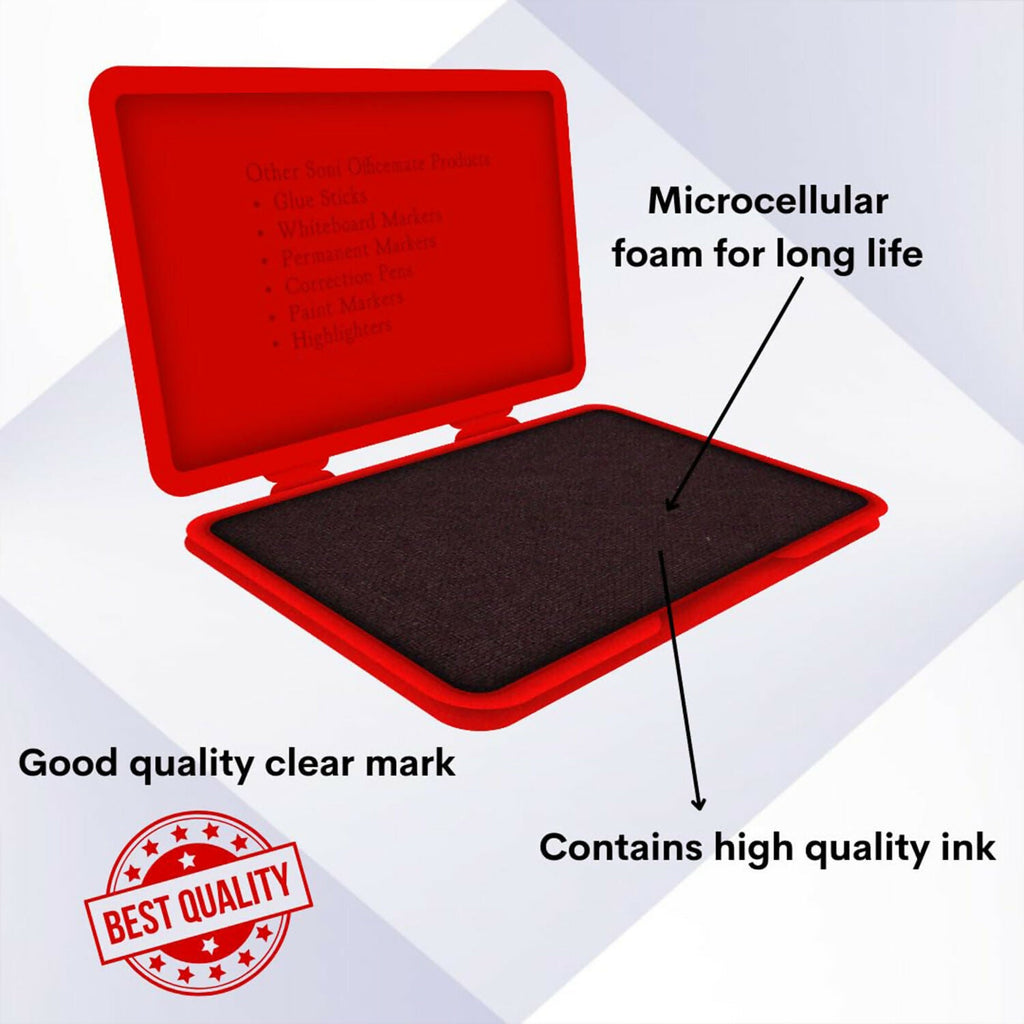 Officemate Small Stamp Pad Feather Touch Red Ink Long-Life Micro Cellular Foam (88cm x54cm)