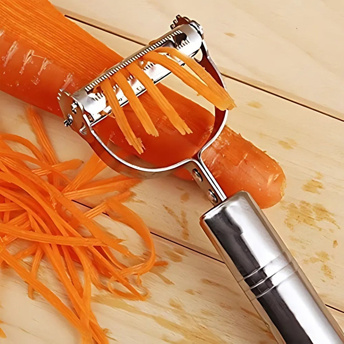 Multipurpose heavy-duty vegetable peeler and julienne cutter with sharp blades
