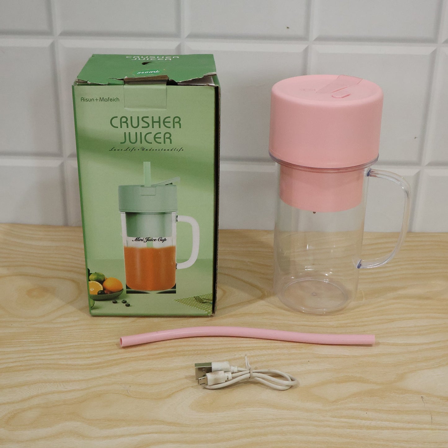 Portable Kitchen Juicer 340 ML USB Rechargeable Blender for Home (1 Pc)