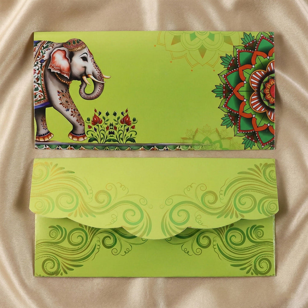 Decorative A4 Size Gift & Money Envelopes with Elephant & Mandala Design – Pack of 10 Pcs