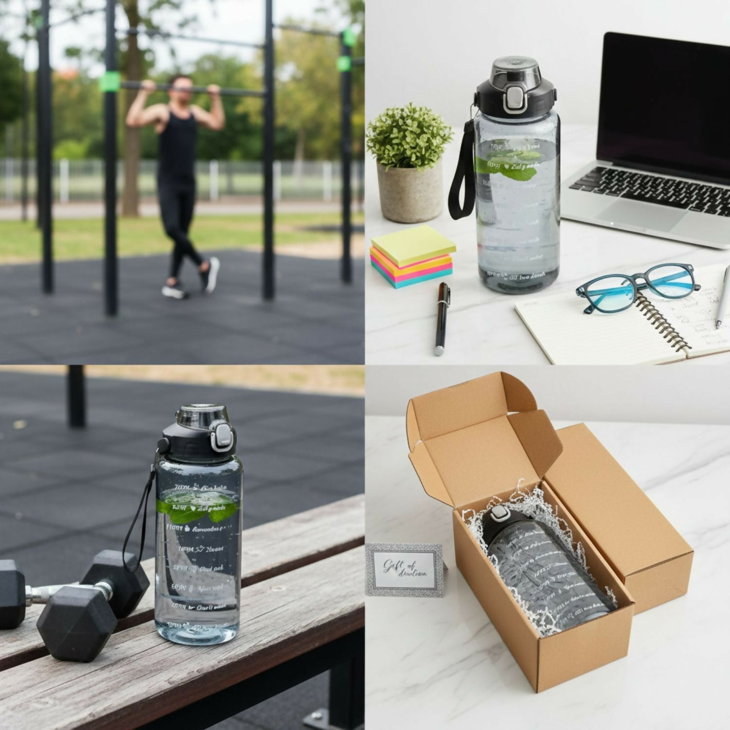  2 L Plastic Motivational Sipper Water Bottle - in-use lifestyle shot
