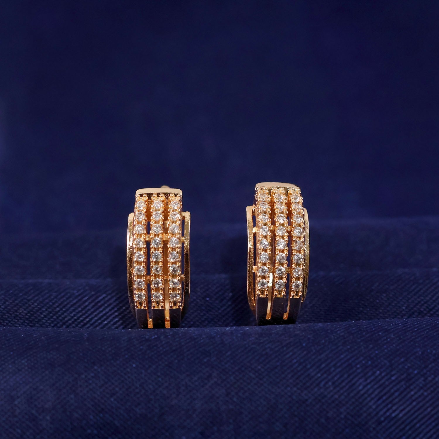 Gold Finish Crystal Hoop Earrings for Women