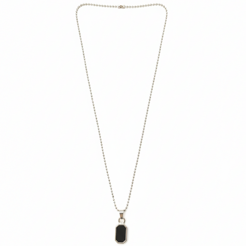 Octagon Shape Black Inlay Pendant Necklace for Men