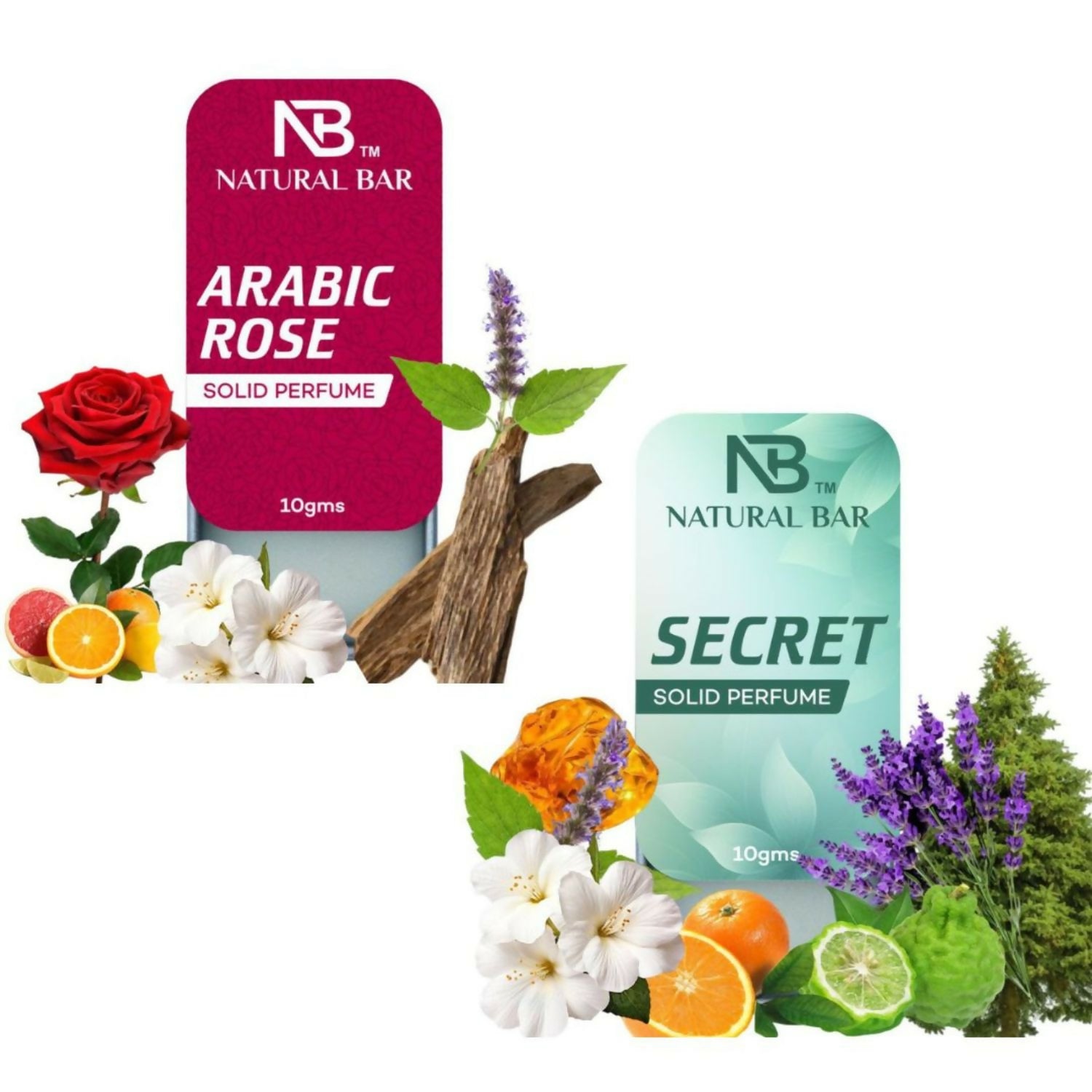 Arabic Rose And Secret Solid Perfume Combo, Alcohol Free Cologne Strong & Lasting Fragrance, Gifting for Him & Her (10gms/2Pc)
