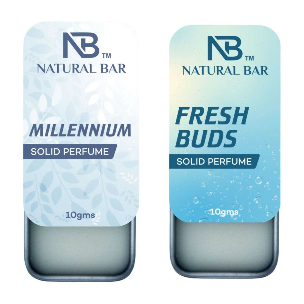 Millennium And Fresh Buds Solid Perfume Combo, Alcohol Free Cologne Strong & Lasting Fragrance, Gifting for Him & Her (10gms/2Pc)