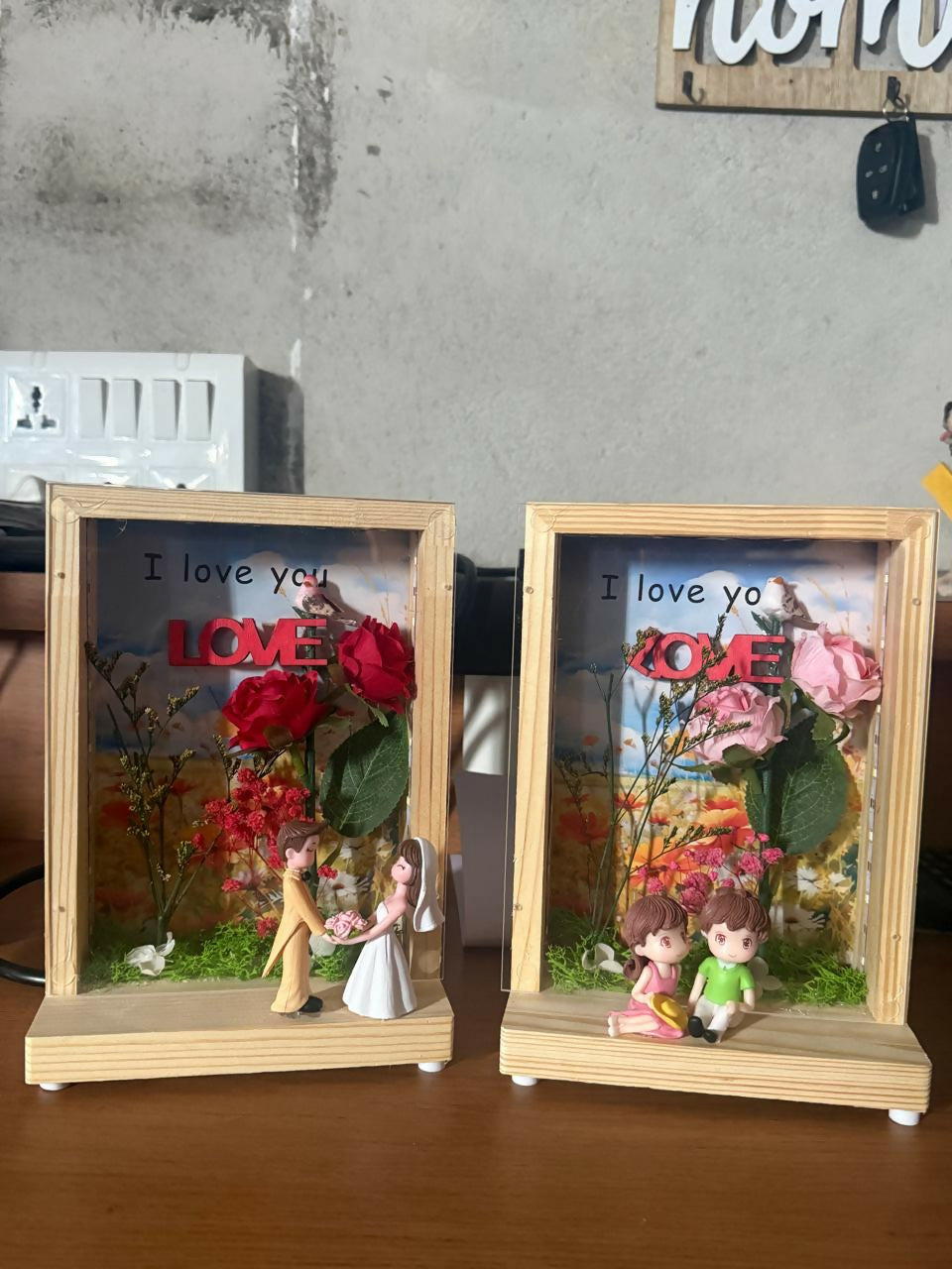 LED Couple Photo Frame Showpiece with Warm Lights | Romantic Table Decor (Design may vary)