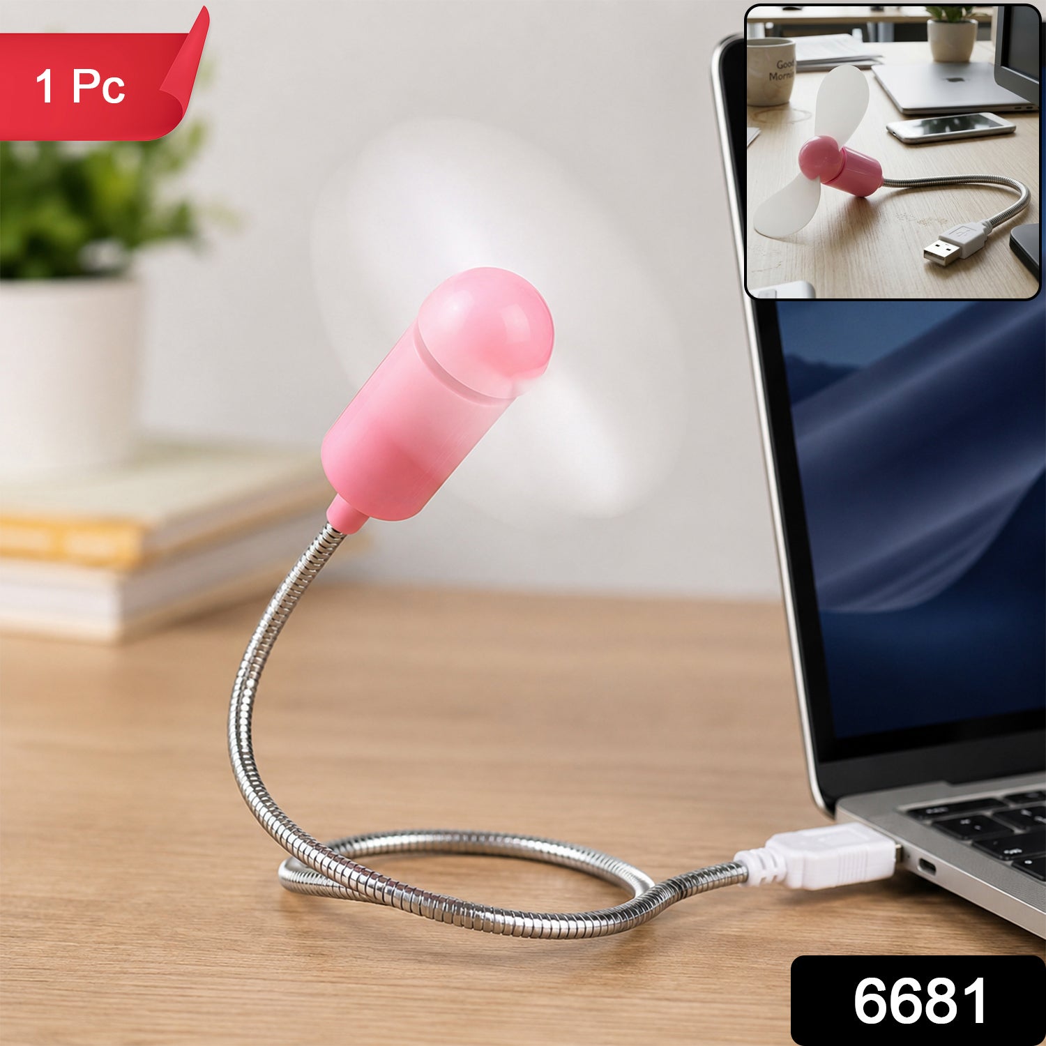 USB powered mini fan with bendable gooseneck neck, 1 piece