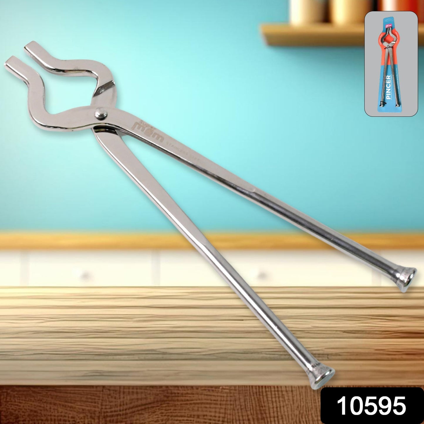 Durable heavy-duty stainless steel kitchen pincer for safe utensil handling