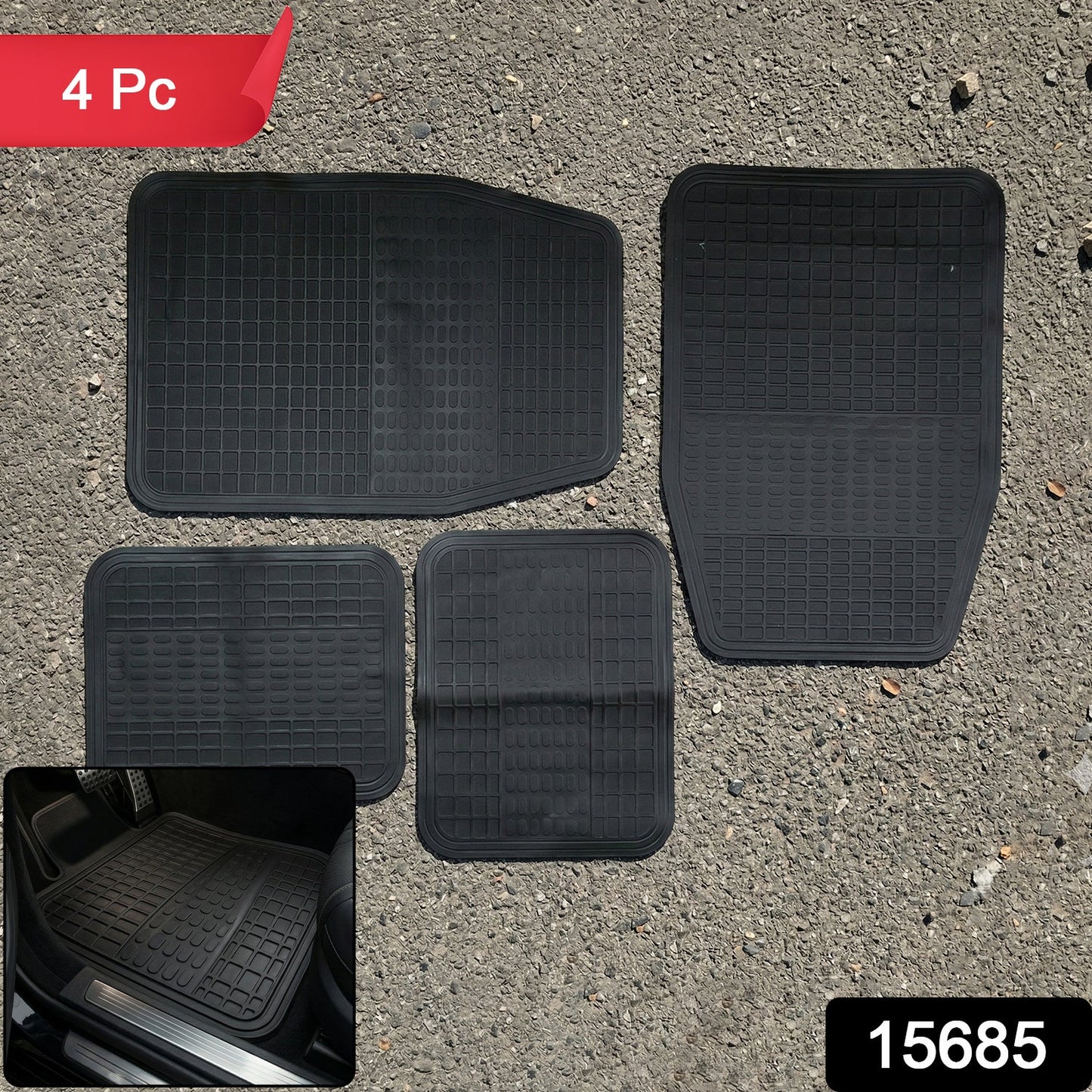 Universal fit waterproof rubber car mats with anti-skid backing for safety