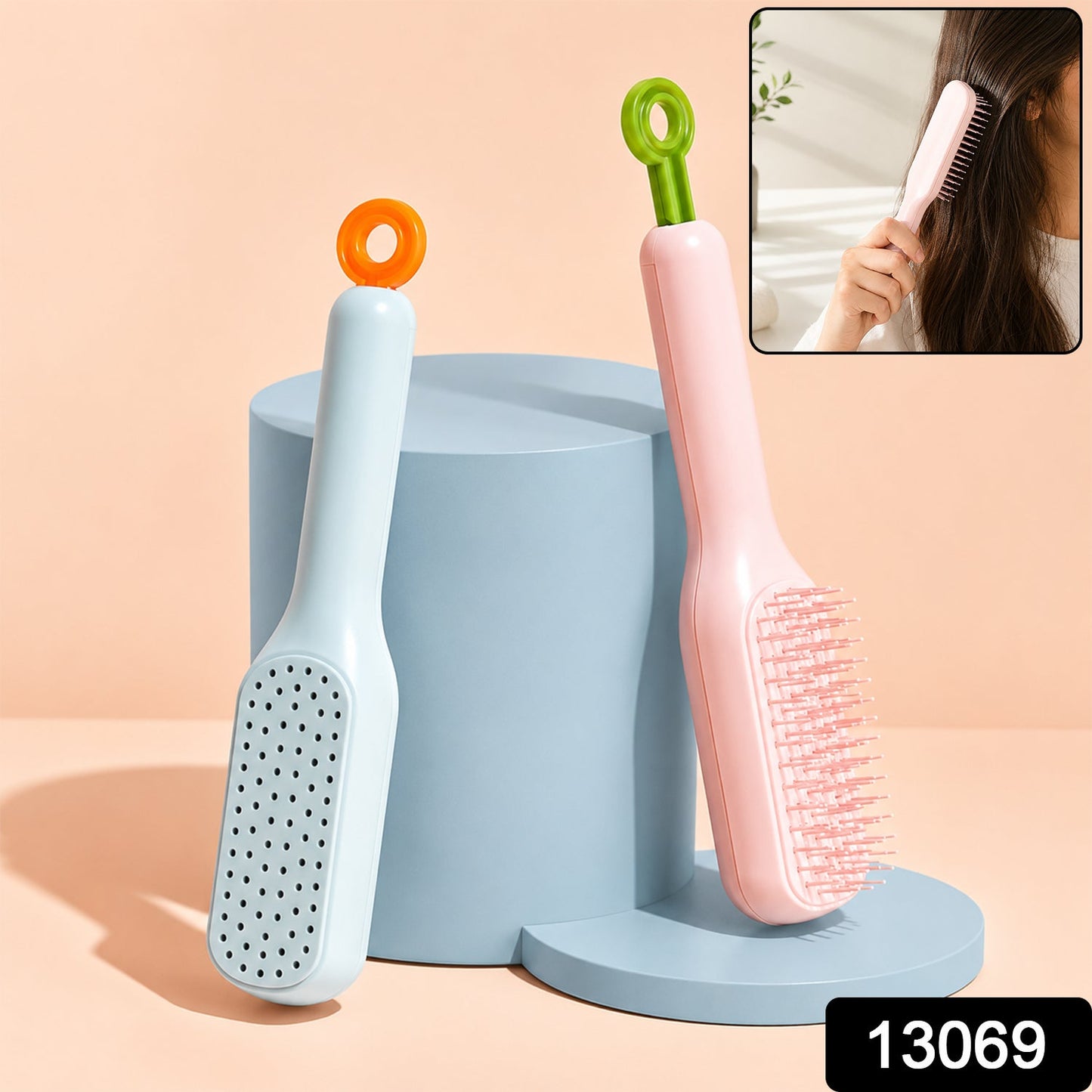 Self Cleaning Massage Comb Detangling Hair Brush for Scalp (1 Pc)