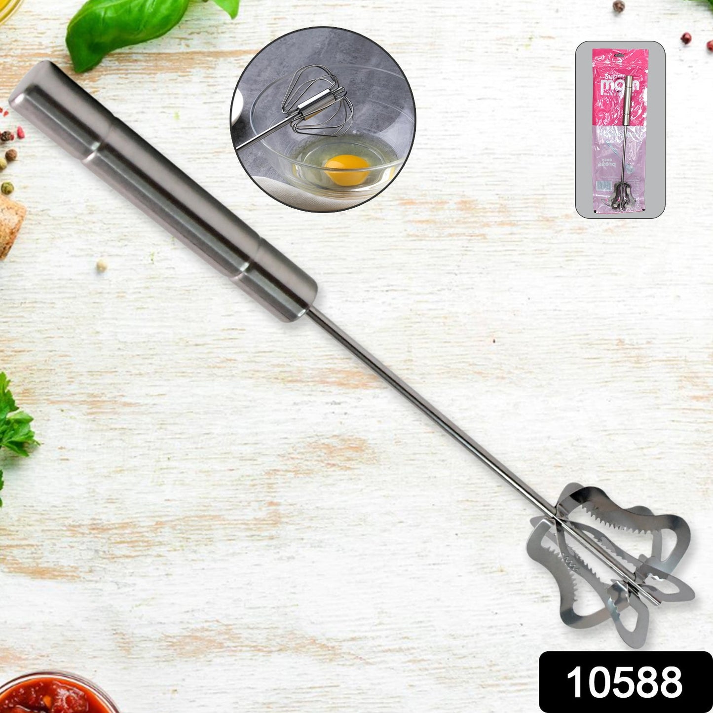Durable kitchen tool with rust-resistant stainless steel whisk blades
