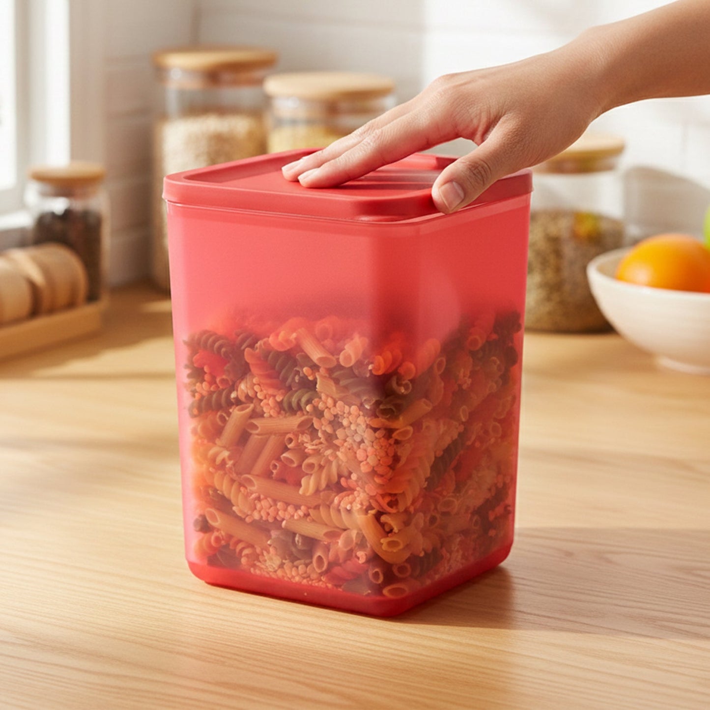 Plastic kitchen storage box with matt finish ideal for food storage
