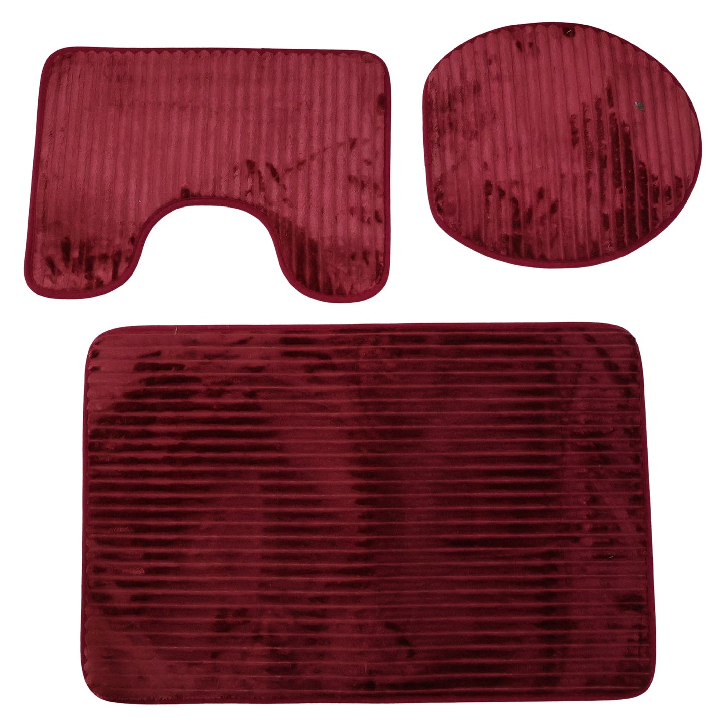3 piece bathroom mat set on white background