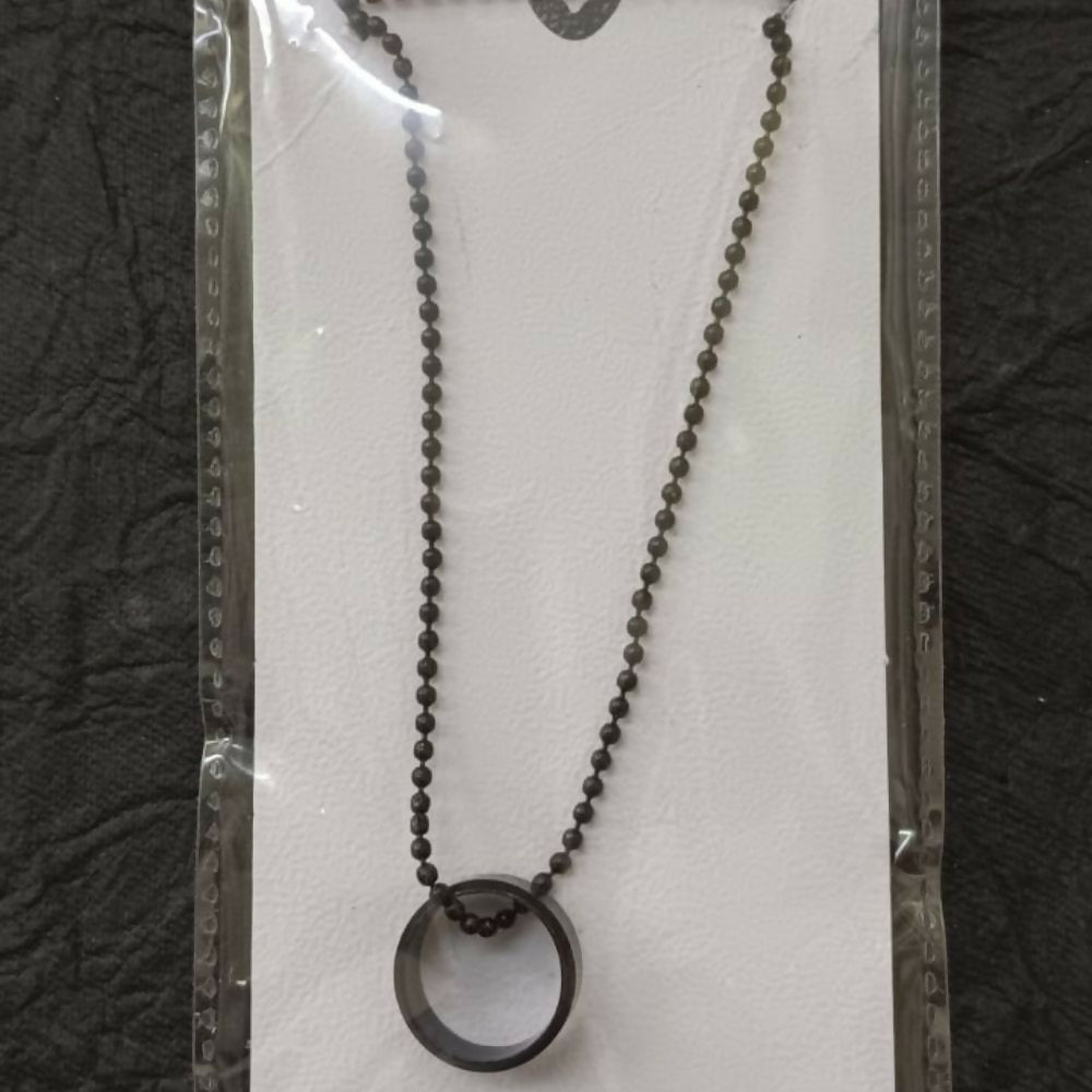 Elegant Small Black Round Shape Pendant Necklace for Men