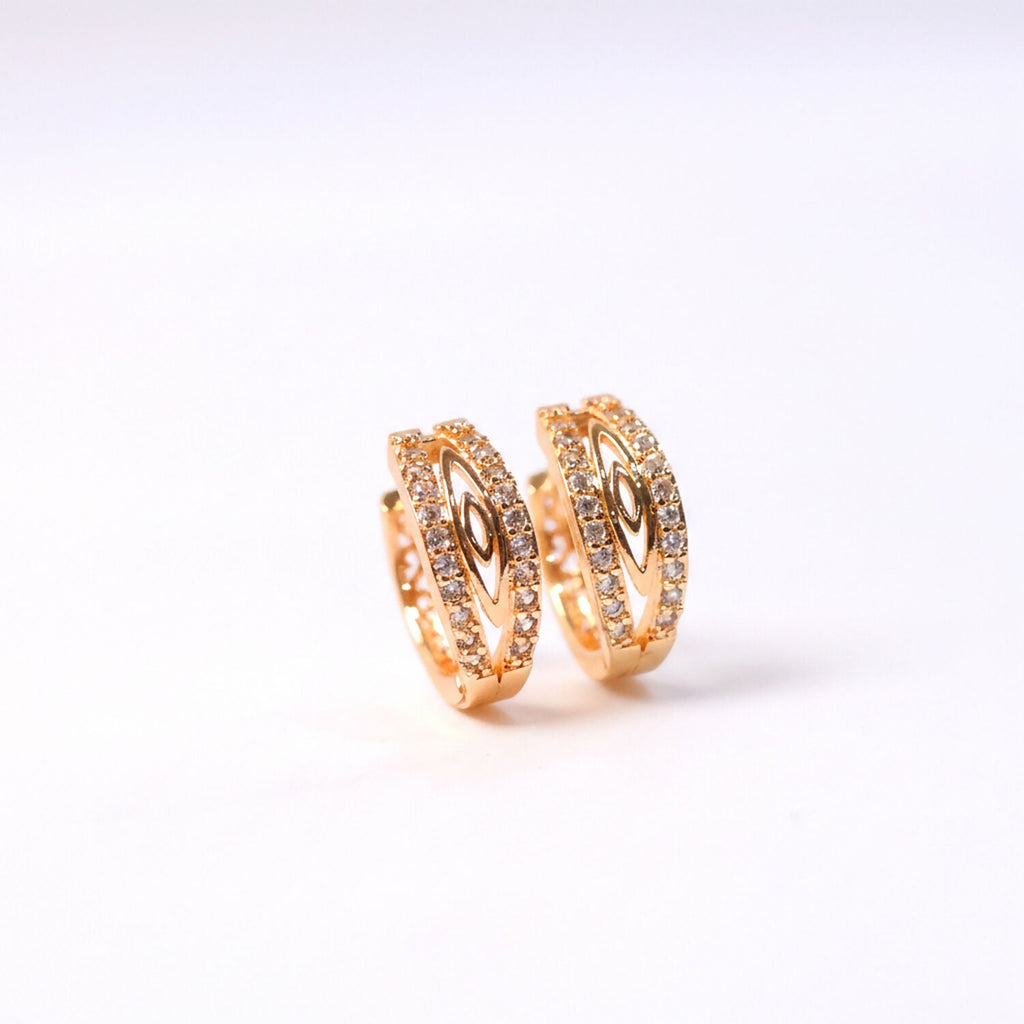 Elegant Gold-Tone CZ Studded Oval Hoop Earrings for Women & Girls