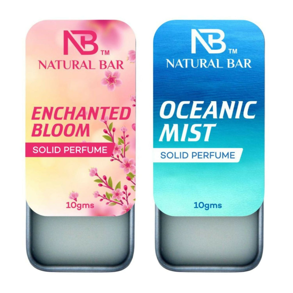 Enchanted Bloom And Oceanic Mist Solid Perfume Combo, Alcohol Free Cologne Strong & Lasting Fragrance, Gifting for Him & Her (10gms/2Pc)