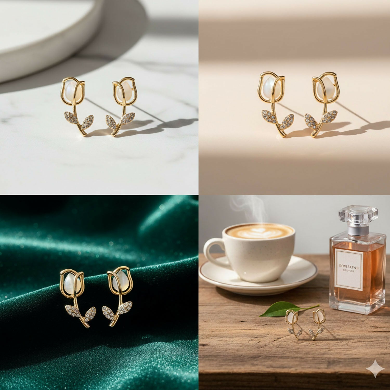 Luxury Designer Pearl Tulip Stud Korean Style Earrings – Aesthetic Floral Jewelry for Women