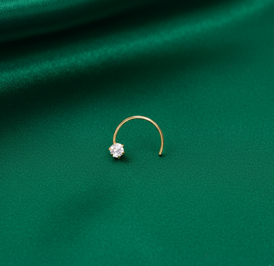 Gold Single Diamond Nosepin Laung Koka Nathni for women and girls