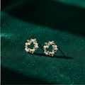 Romantic Golden Vine Pearl Studs – Timeless Floral Circle Earrings for Party Wear