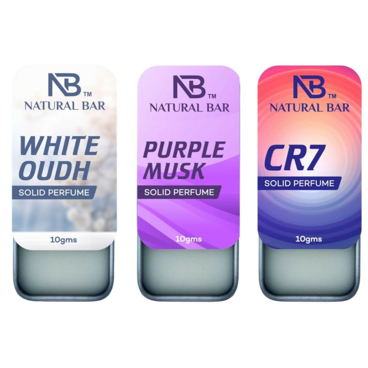Cr7, White Oud And Purple Musk Solid Perfume Combo, Alcohol Free Cologne Strong & Lasting Fragrance, Gifting for Him & Her (10gms/3Pc)