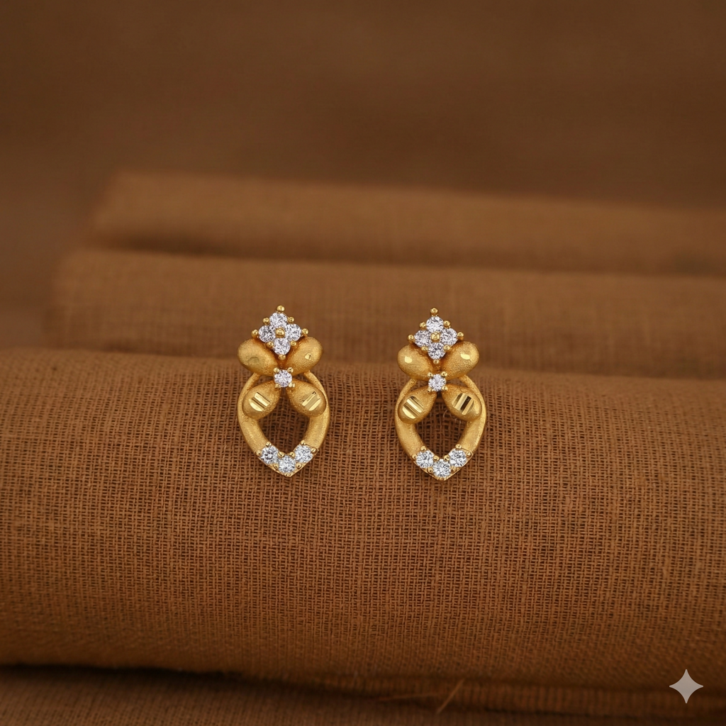 Gold-Plated Floral Lattice Drop Earrings with AD for women and girls