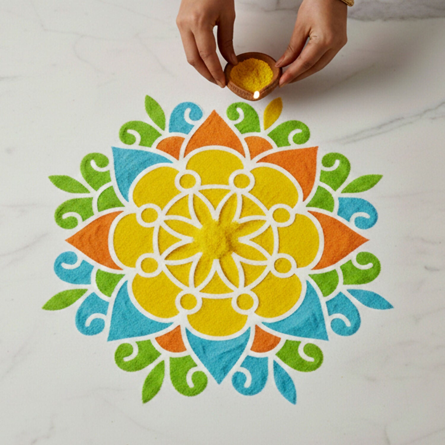 Mandala Flower Rangoli MDF Design | Reusable Rangoli Stencil