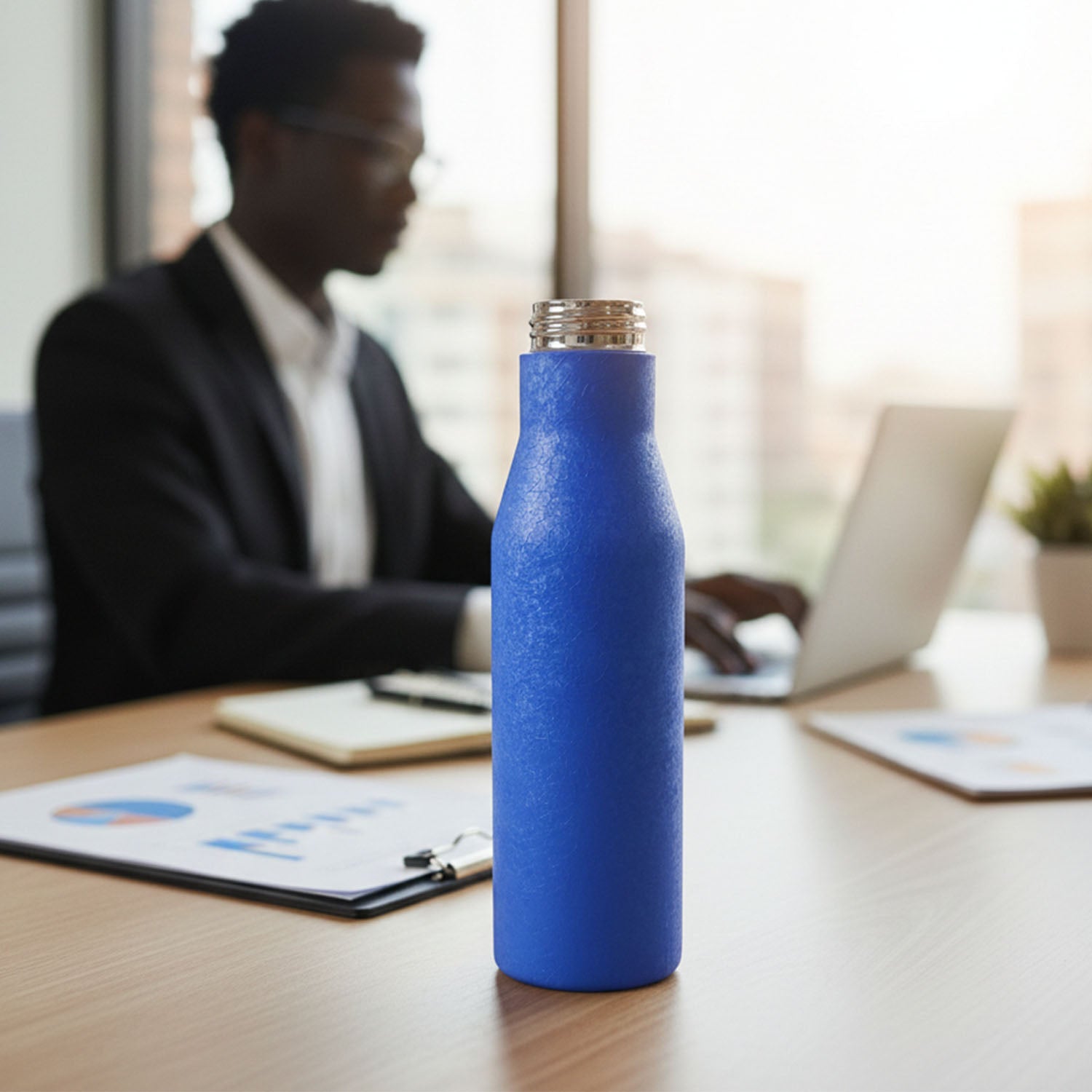 Custom Classic Stainless Steel Water Bottle Blue Color (1000 ML, 1 Piece)