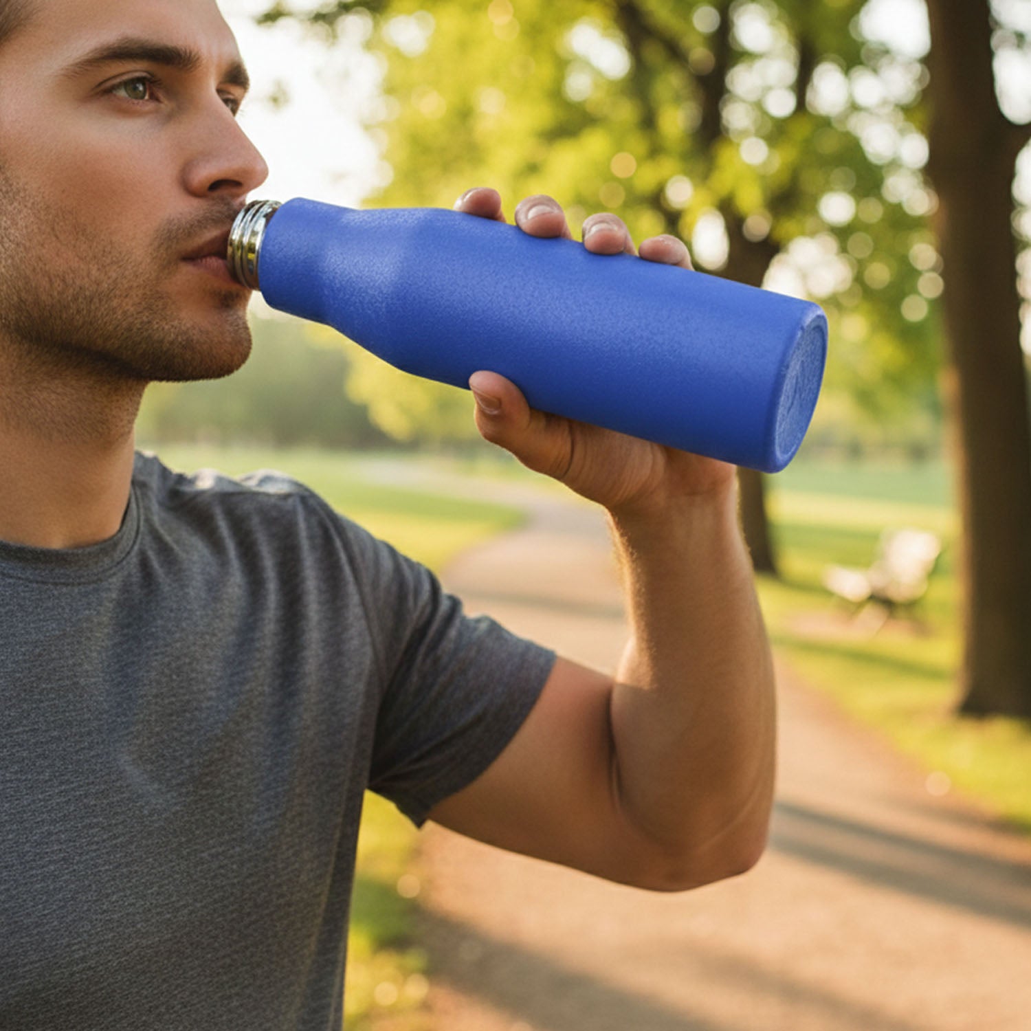 Custom Classic Stainless Steel Water Bottle Blue Color (1000 ML, 1 Piece)