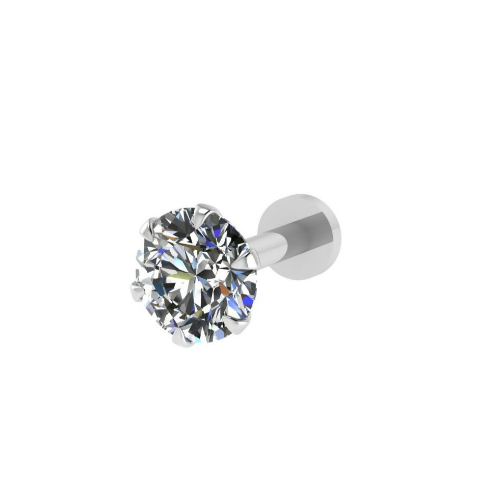 silver plated AD Nosepin stud Labret for Women and girls